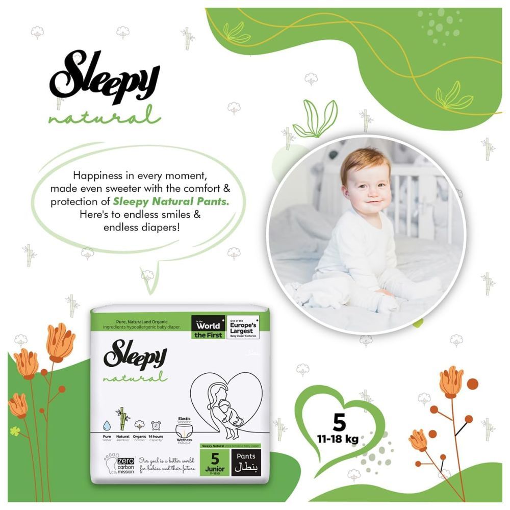 Sleepy - Natural Diaper Pants - Size 5 - 11-18 Kg - 48 Count