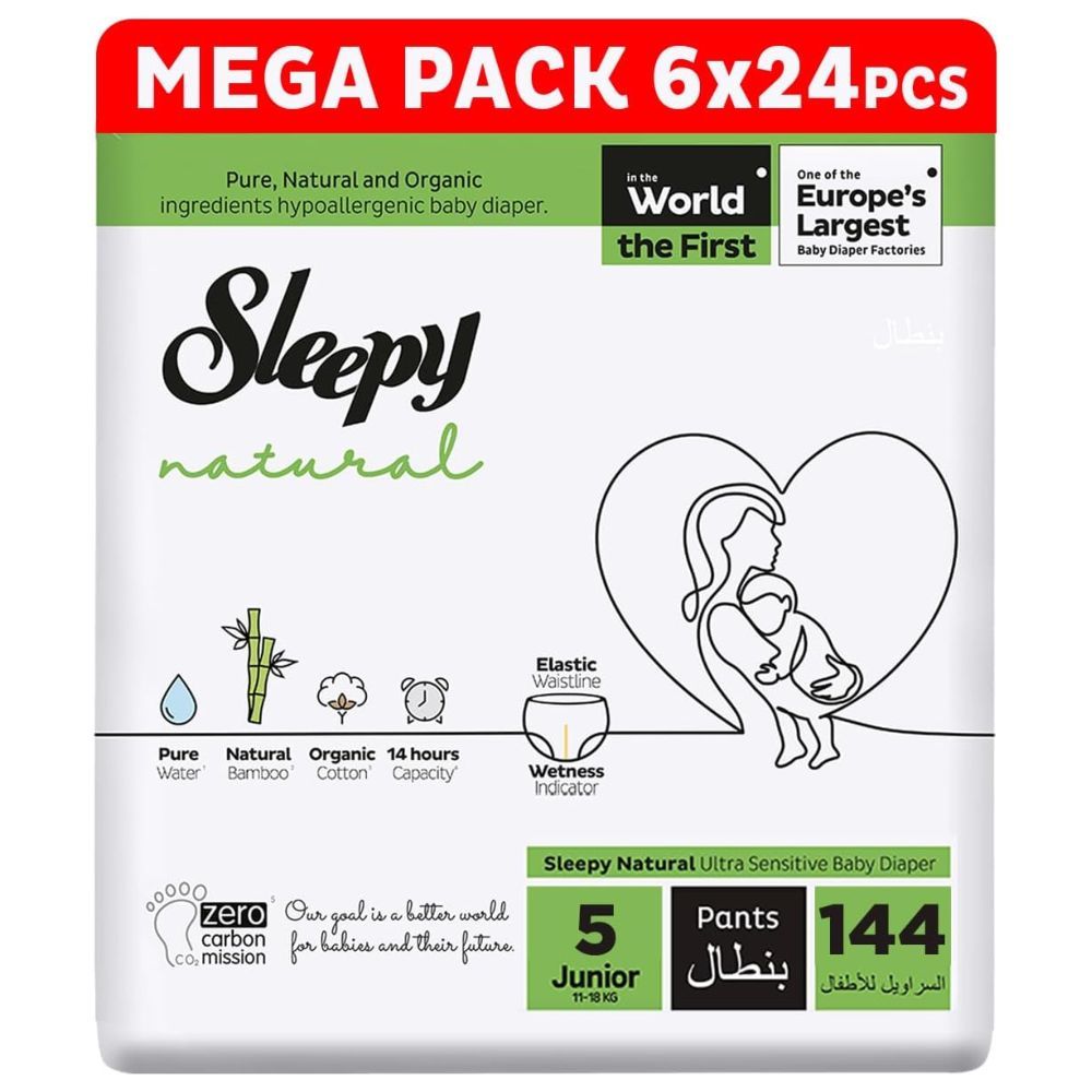 Sleepy - Natural Diaper Pants - Size 5 - 11-18 Kg - 144 Count