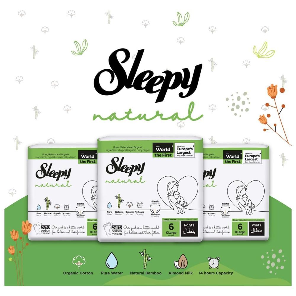 Sleepy - Natural Diaper Pants - Size 6 - 15-25 Kg - 120 Count