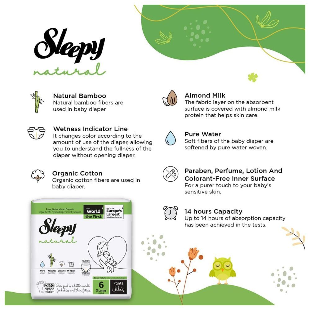 Sleepy - Natural Diaper Pants - Size 6 - 15-25 Kg - 120 Count