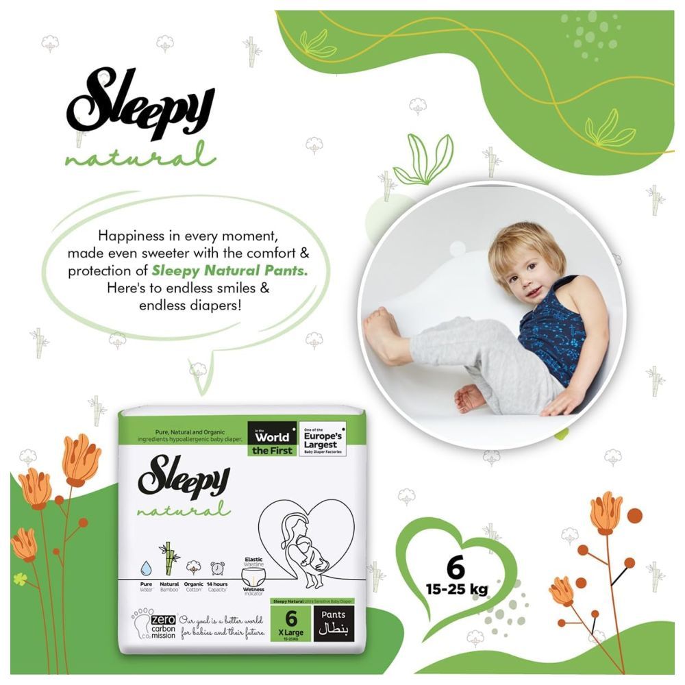 Sleepy - Natural Diaper Pants - Size 6 - 15-25 Kg - 120 Count