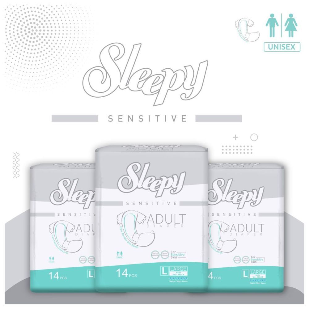 Sleepy - Hypoallergenic Adult Diapers - Large - 100-180cm - 14 Count