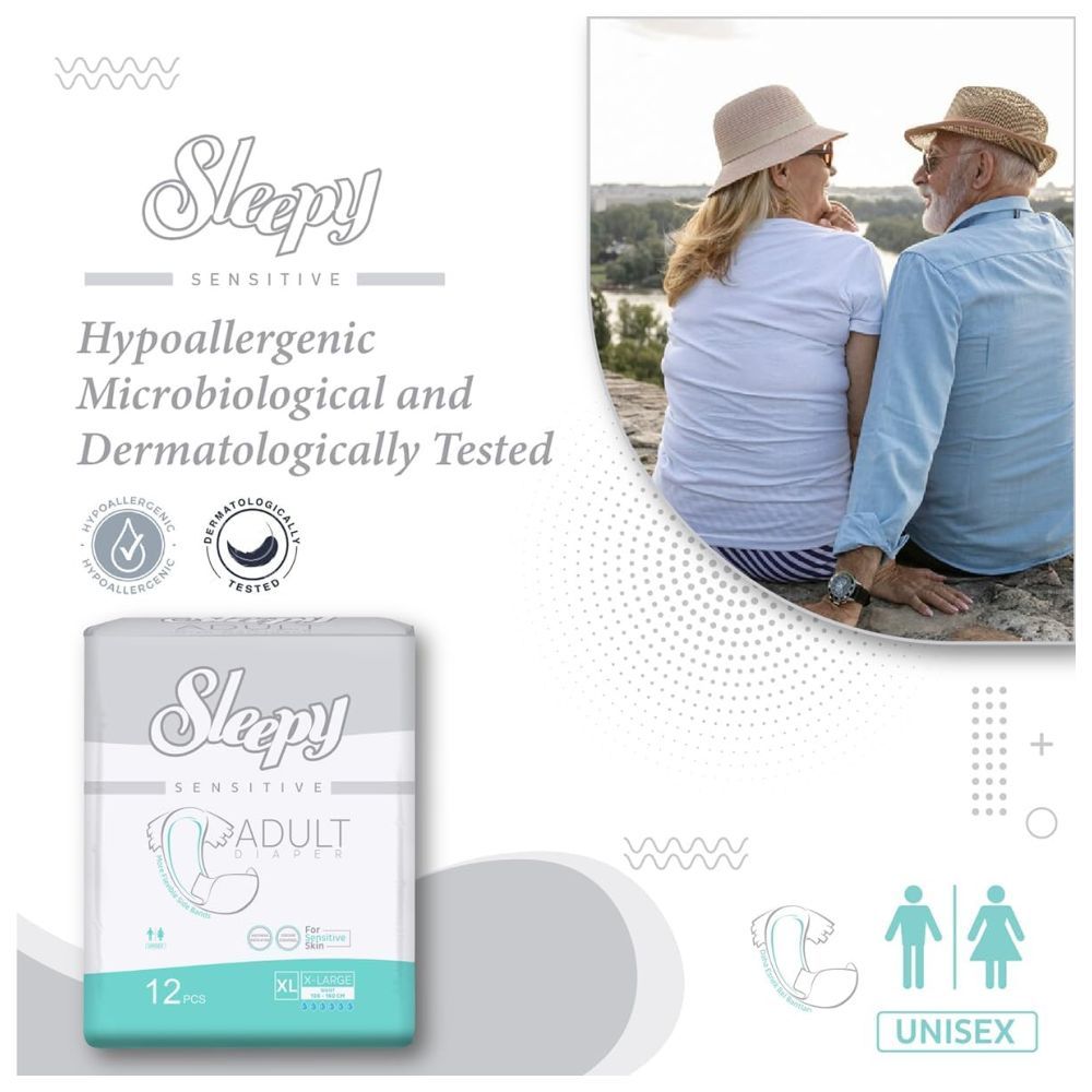 Sleepy - Hypoallergenic Adult Diapers - XL - 120-160 cm - 72 Count