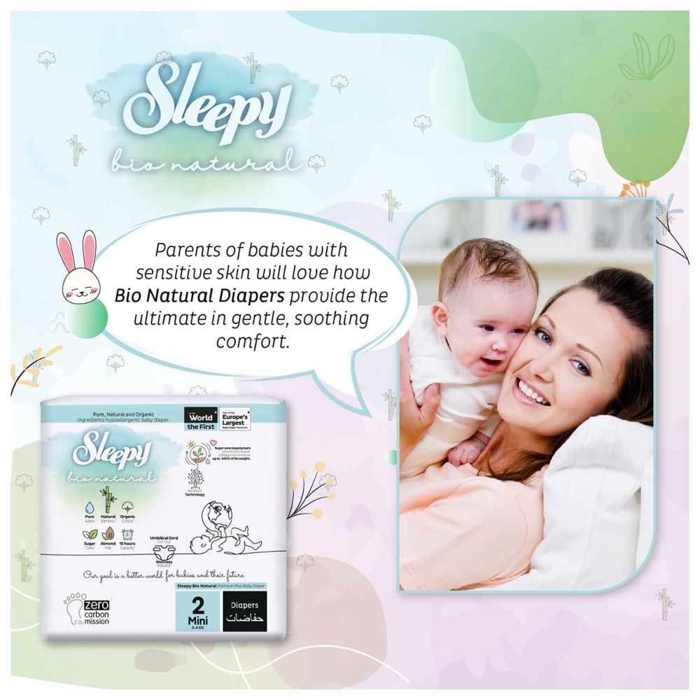 Sleepy - Bio Natural Premium Diapers - Size 2 - 3-6 Kg - 204 Count