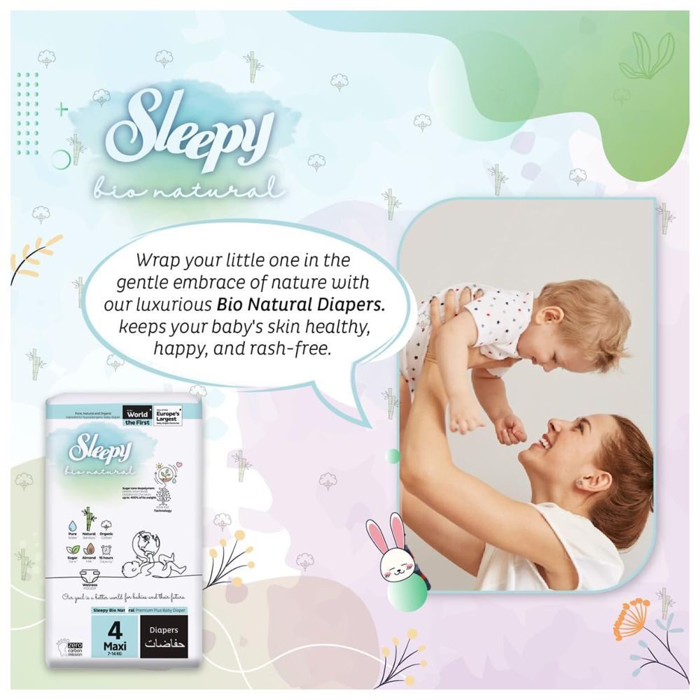 Sleepy - Bio Natural Premium Diapers - Size 4 - 7-14 Kg - 192 Count