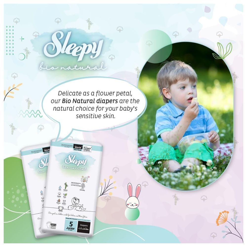 Sleepy - Bio Natural Premium Diapers - Size 5 - 11-18 Kg - 40 Count