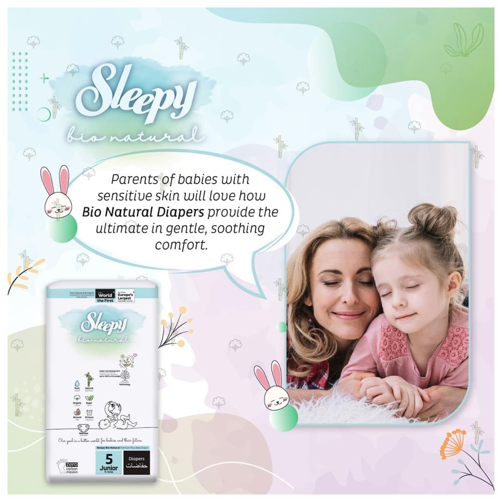 Sleepy - Bio Natural Premium Diapers - Size 5 - 11-18 Kg - 40 Count