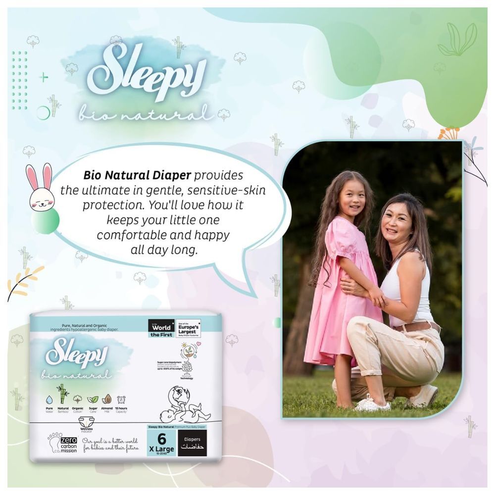 Sleepy - Bio Natural Premium Diapers - Size 6 - 15-25 Kg - 160 Count