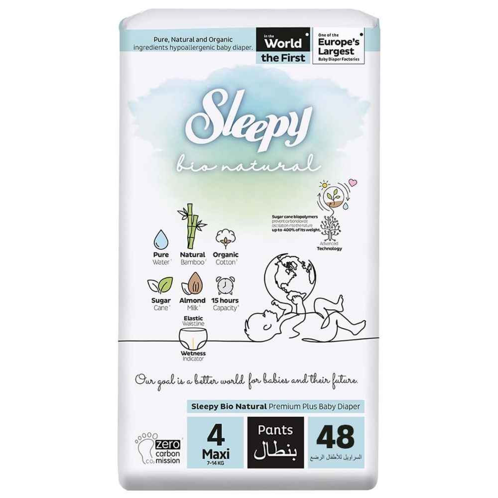 Sleepy - Bio Natural Diaper Pants - Size 4 - 7-14 Kg - 48 Count