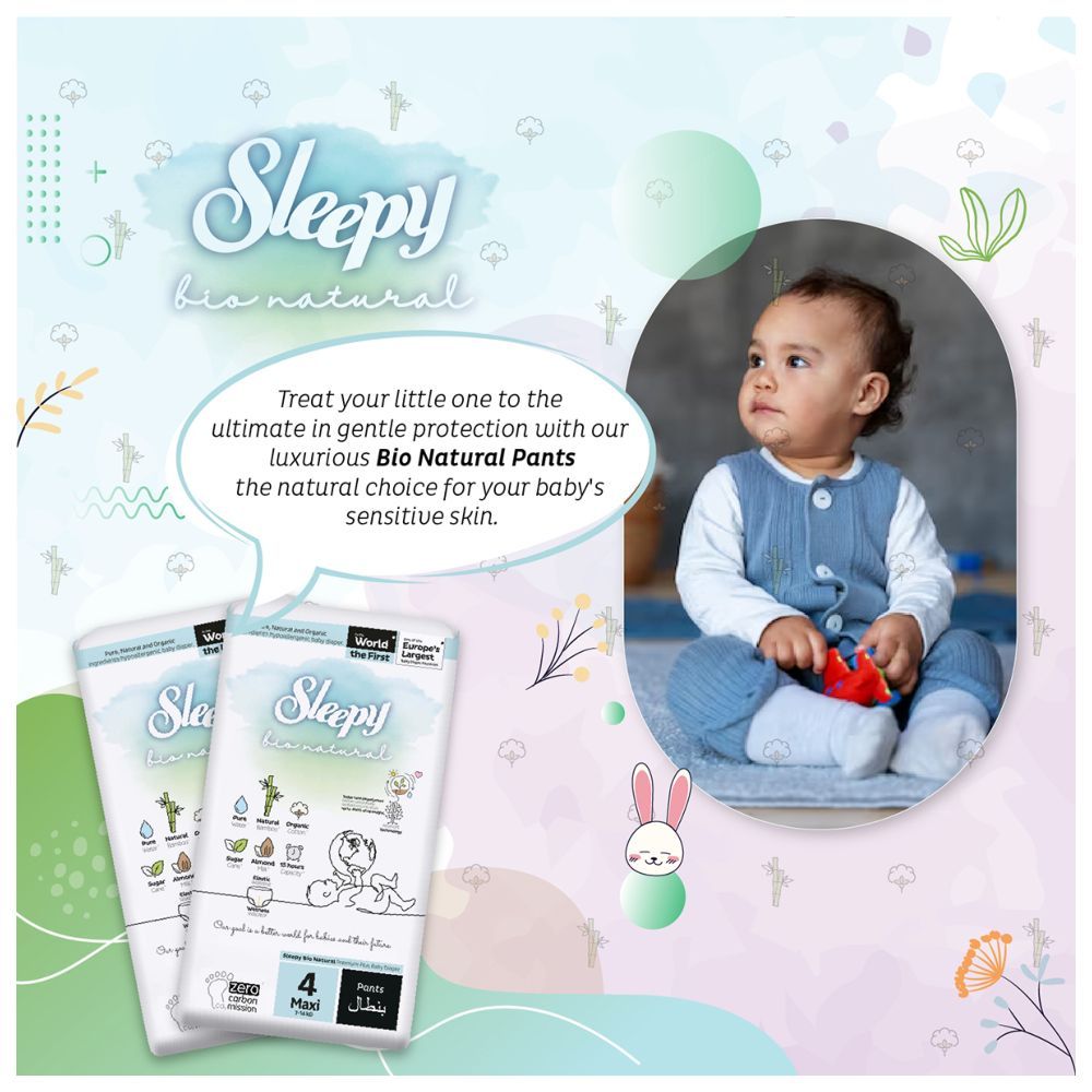 Sleepy - Bio Natural Diaper Pants - Size 4 - 7-14 Kg - 48 Count