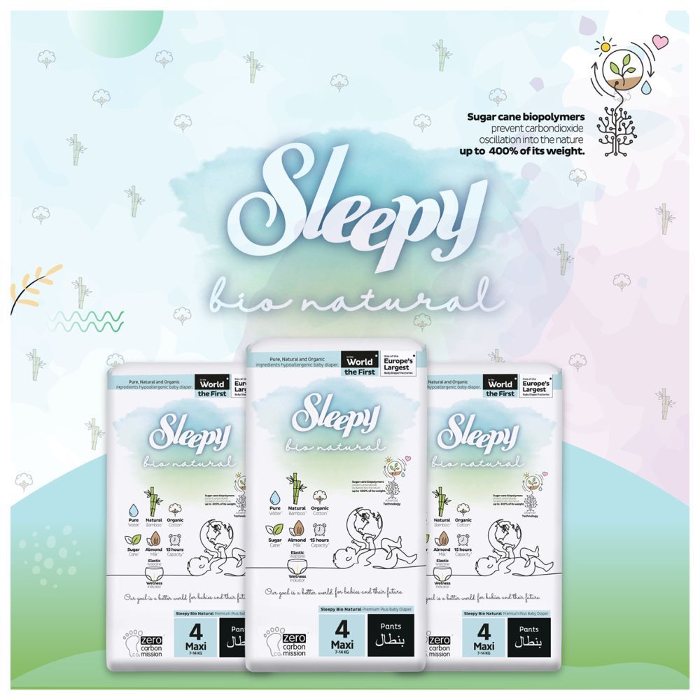 Sleepy - Bio Natural Diaper Pants - Size 4 - 7-14 Kg - 48 Count