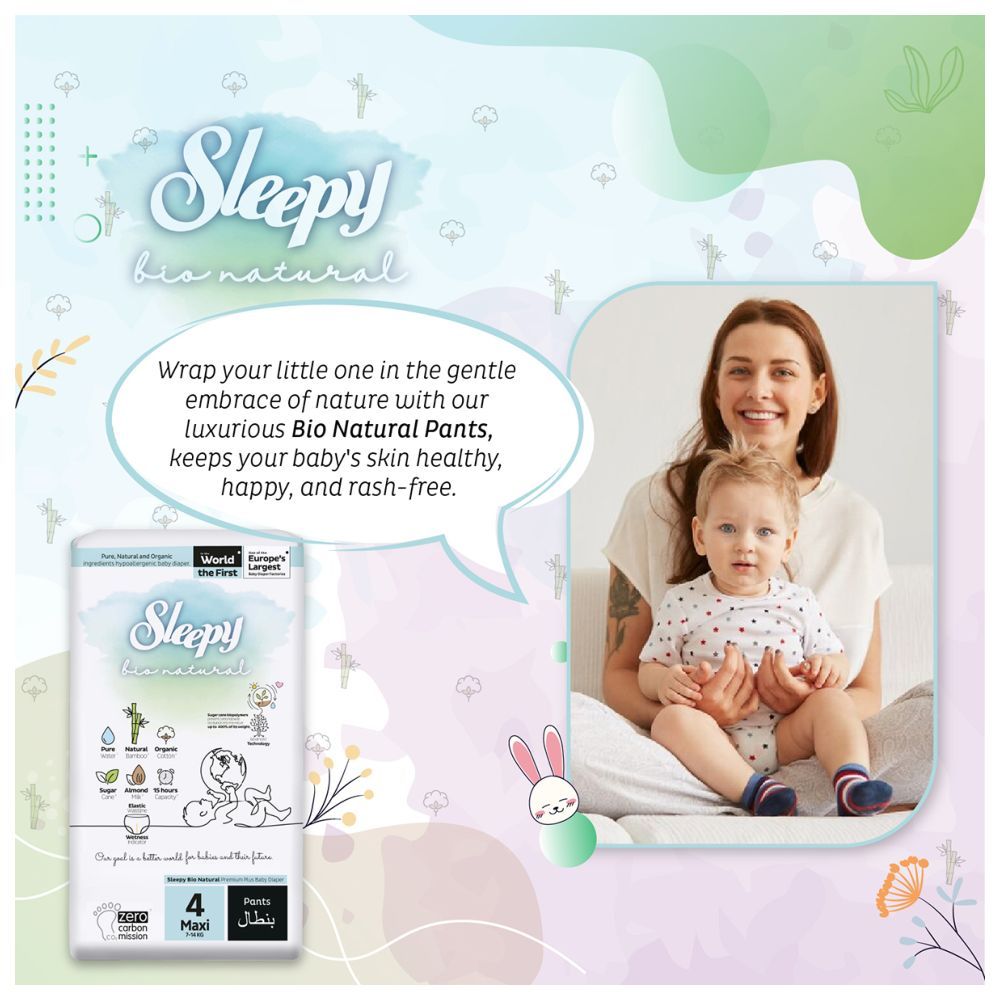 Sleepy - Bio Natural Diaper Pants - Size 4 - 7-14 Kg - 48 Count