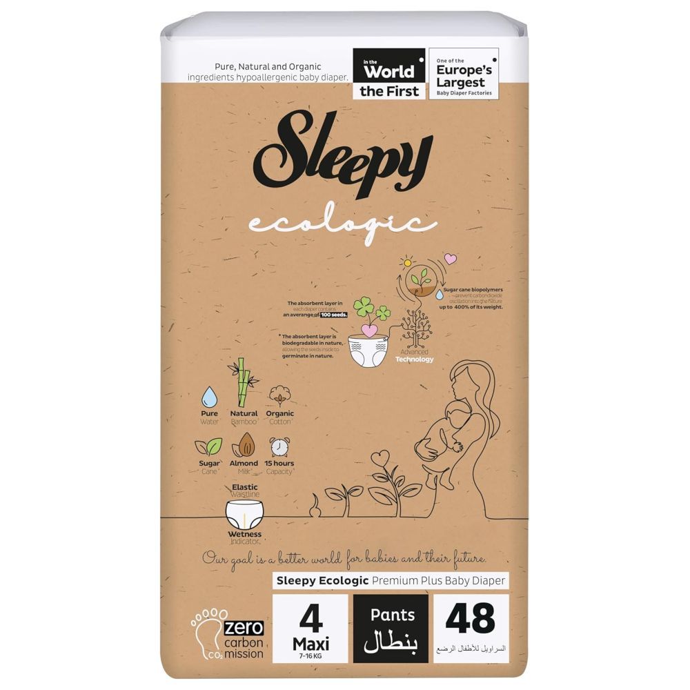 Sleepy - Ecologic Premium Diaper Pants - Size 4 - 7-16 Kg - 48 Count