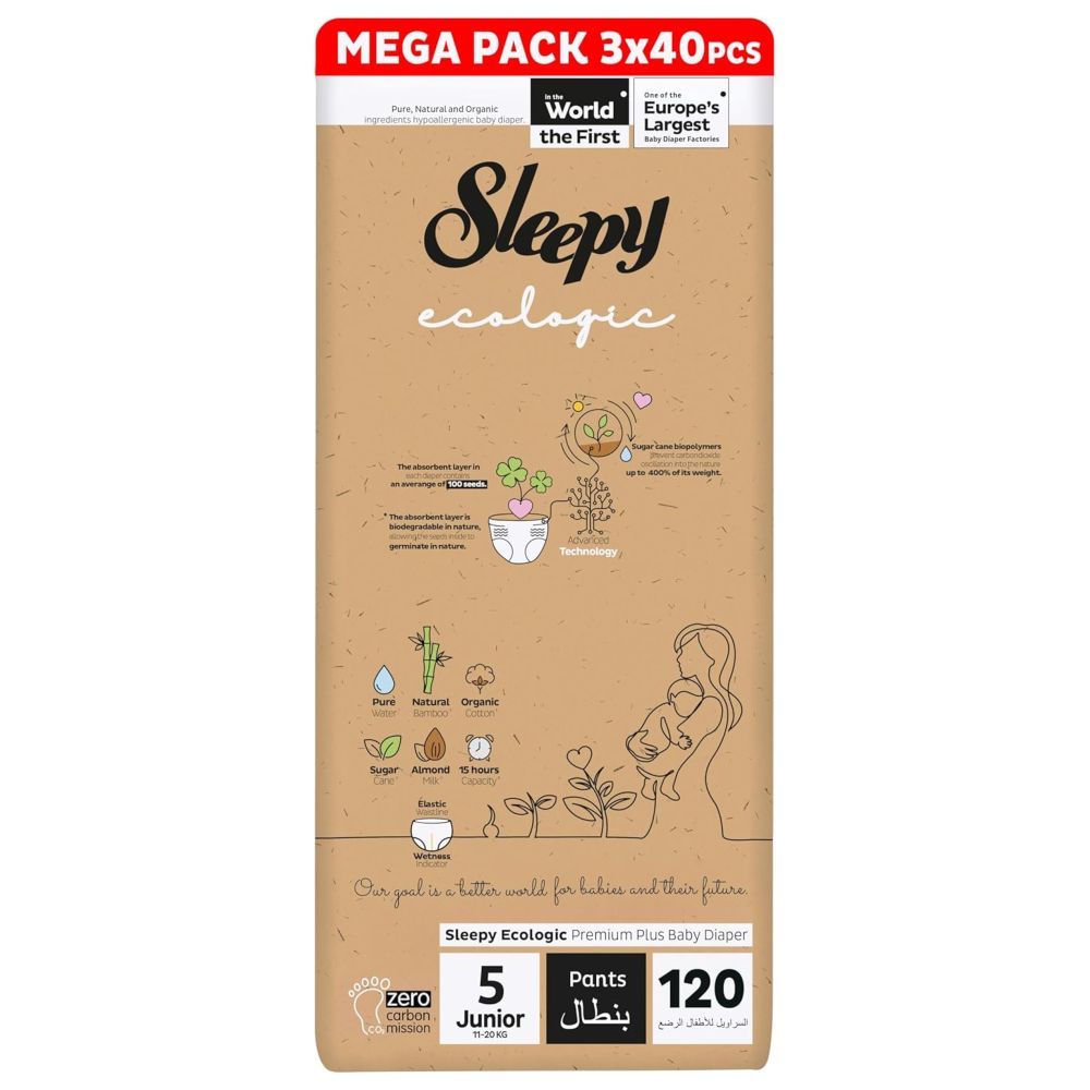 Sleepy - Ecologic Premium Diaper Pants - Size 5 - 11-20 Kg - 120 Count