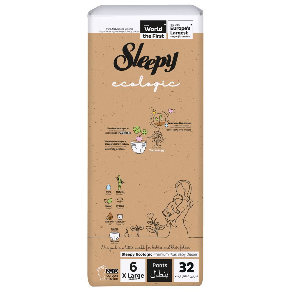 Sleepy - Ecologic Premium Diaper Pants - Size 6 - 15-27 Kg - 32 Count