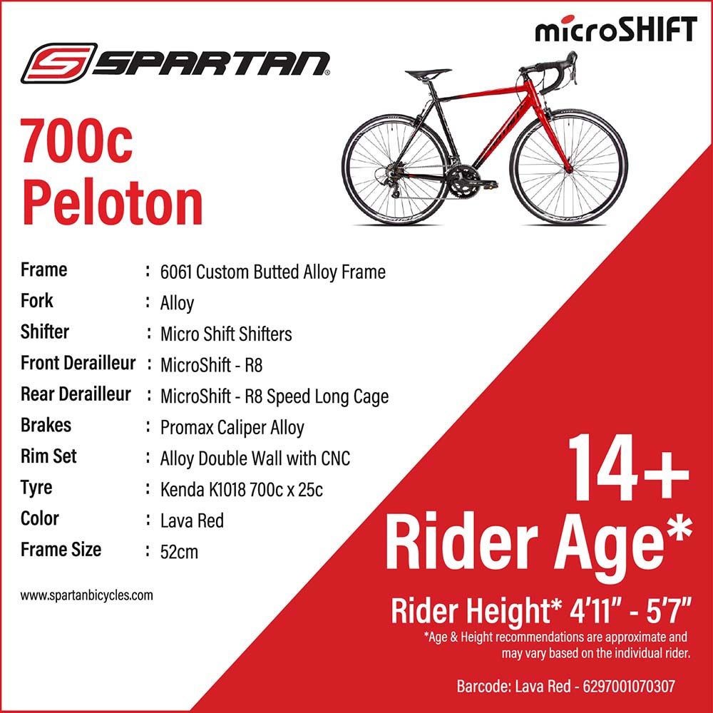 Spartan - 700C Peloton Road Bike S (52 cm) - Lava Red