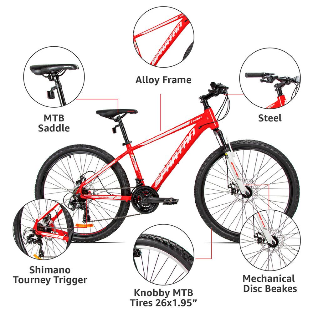 Spartan - 26 Inch Calibre Hardtail MTB - Flame Red