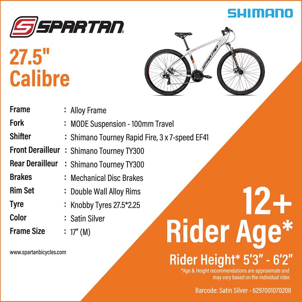 Spartan - 29 Inch Calibre Hardtail MTB - Satin Silver