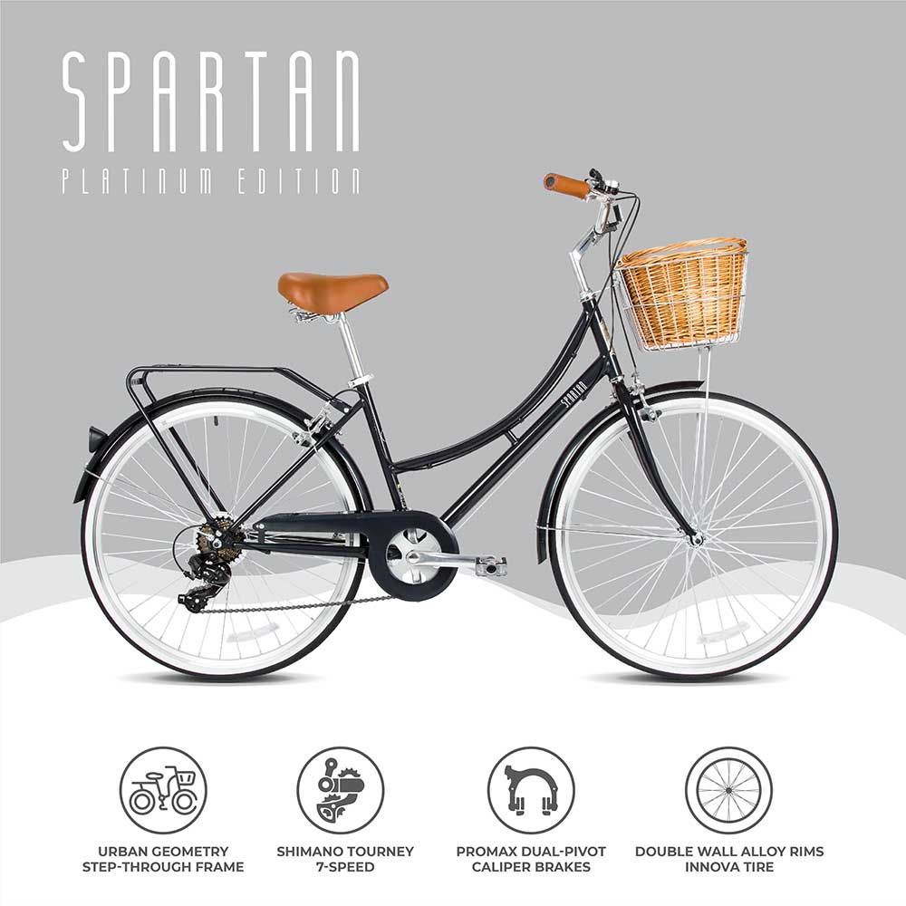 Spartan - 26" Platinum City Bike W/ Gears for Women - Space Black