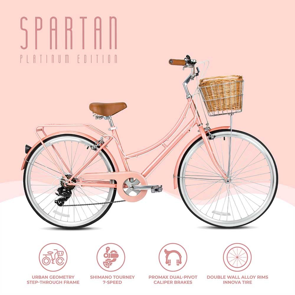 Spartan - 700c Platinum City Bike W/ Gears for Women - Peach