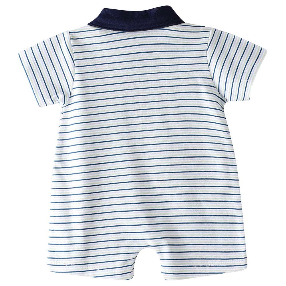 Tiny Hug - Boys Soft And Comfortable Cotton Romper - Navy/White