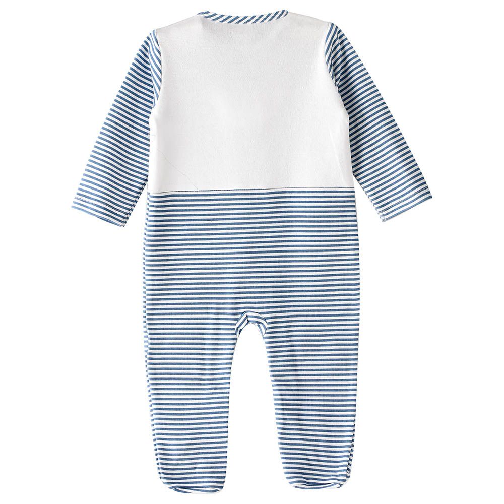 Tiny Hug - Boys Soft And Comfortable Cotton Sleepsuit - Navy/White