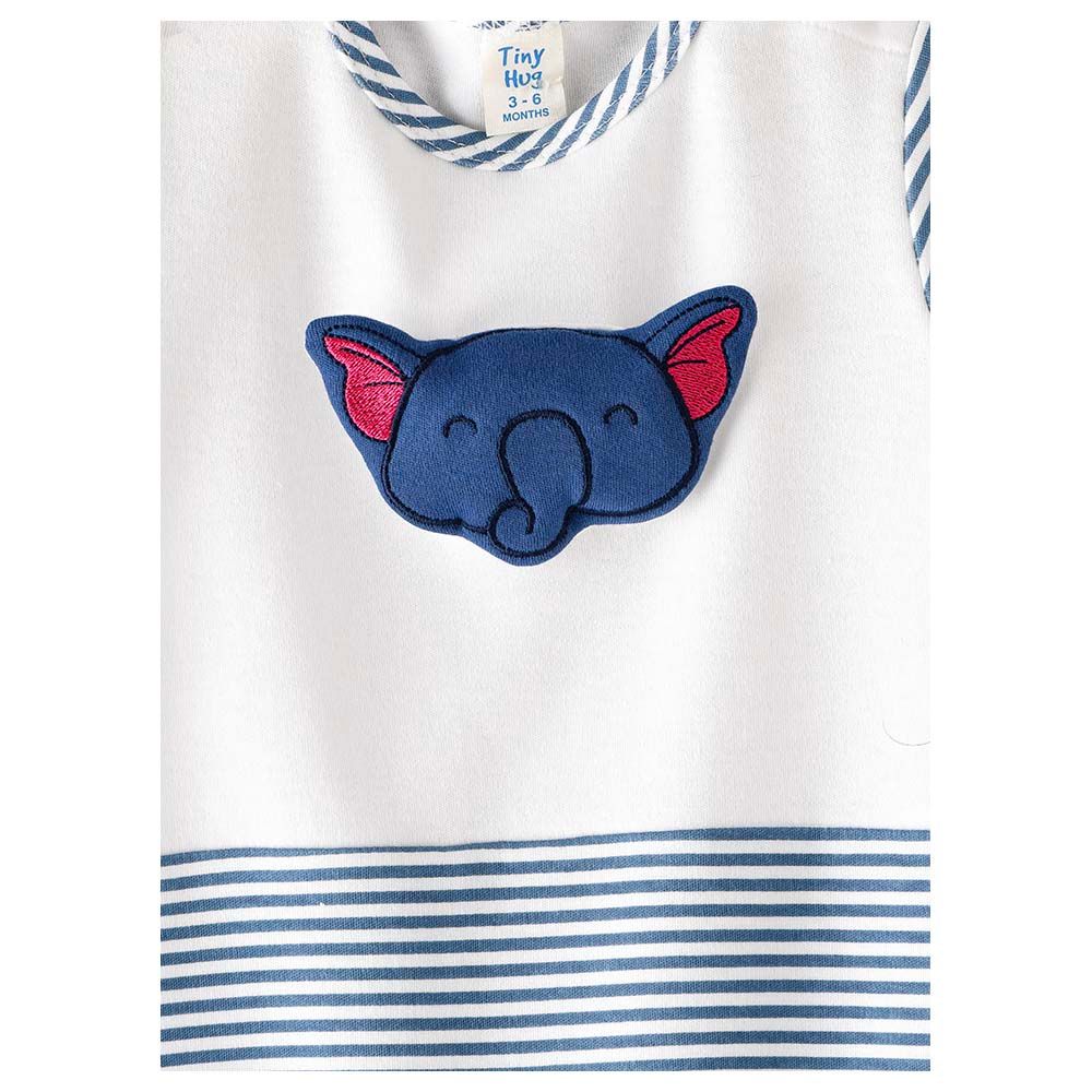 Tiny Hug - Boys Soft And Comfortable Cotton Sleepsuit - Navy/White