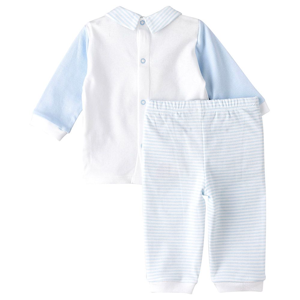 Tiny Hug - 2pc-Set - Long Sleeve Cotton Pajama Suit - Sky Blue