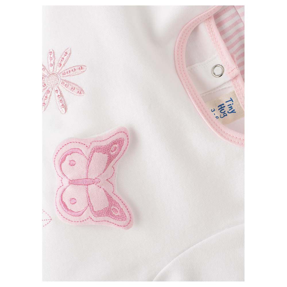 Tiny Hug - 2pc-Set - Long Sleeve Cotton Pajama Suit - Pink/White