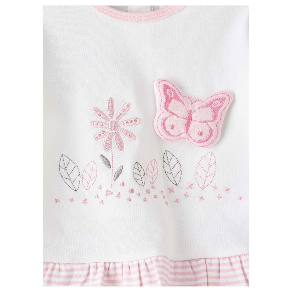 Tiny Hug - 2pc-Set - Long Sleeve Cotton Pajama Suit - Pink/White