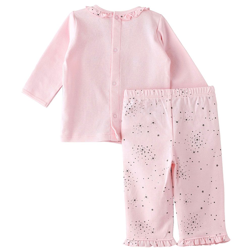 Tiny Hug - 2pc-Set - Long Sleeve Cotton Pajama Suit - Pink