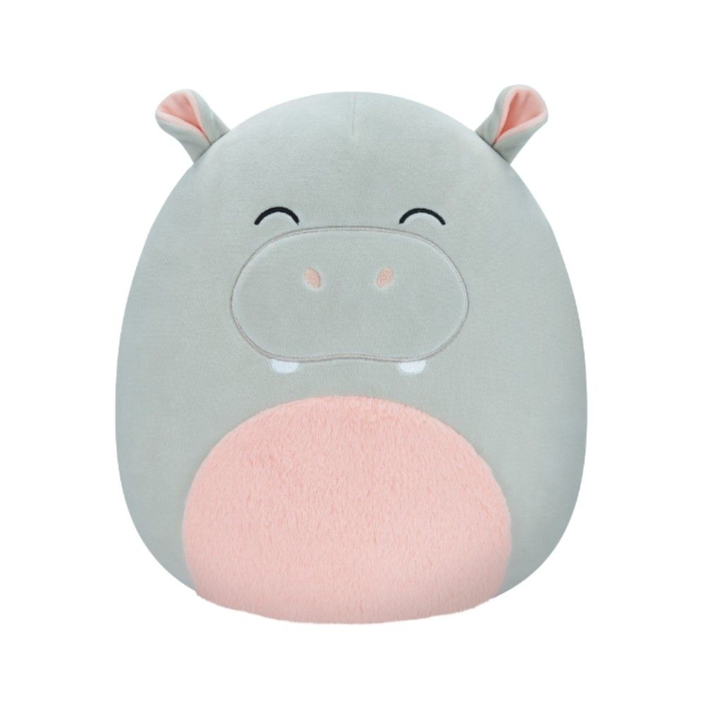 Squishmallows - Harrison Hippo w/ Pink Fuzzy Belly Plush Toy - Grey - 12-Inch