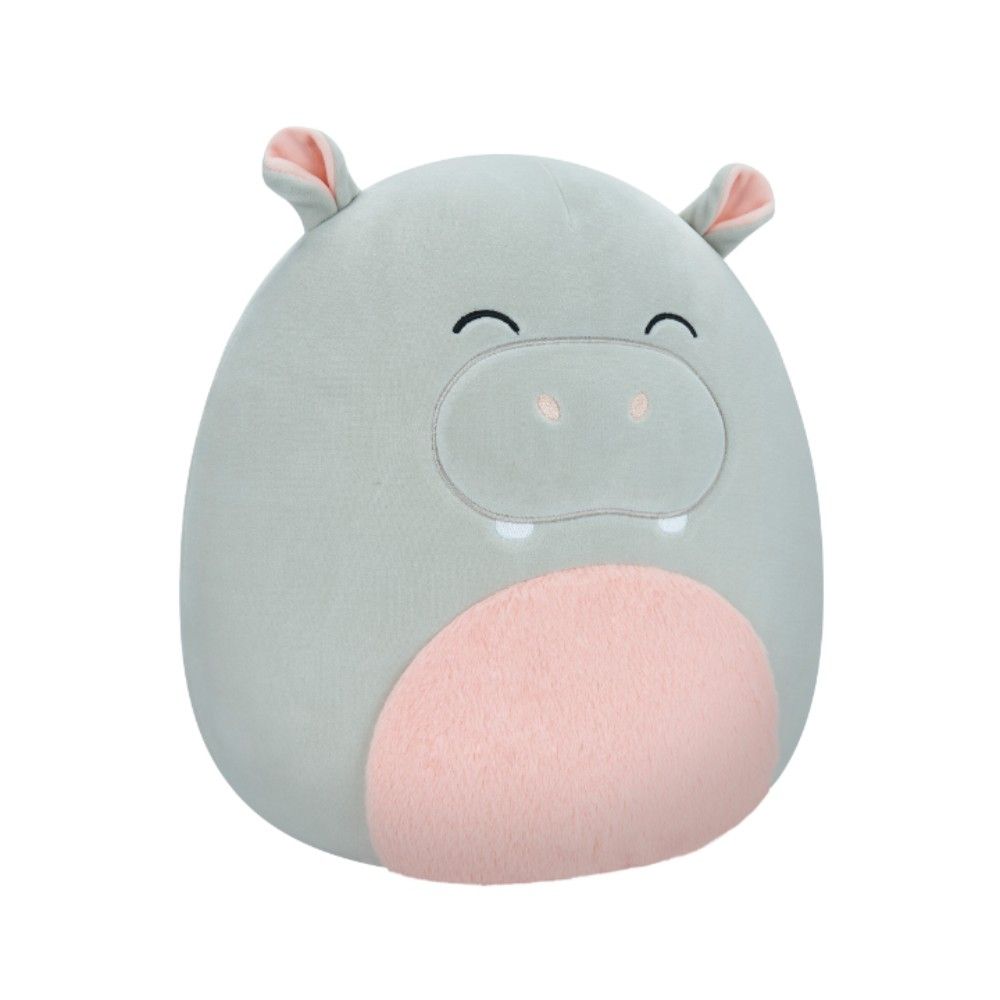 Squishmallows - Harrison Hippo w/ Pink Fuzzy Belly Plush Toy - Grey - 12-Inch