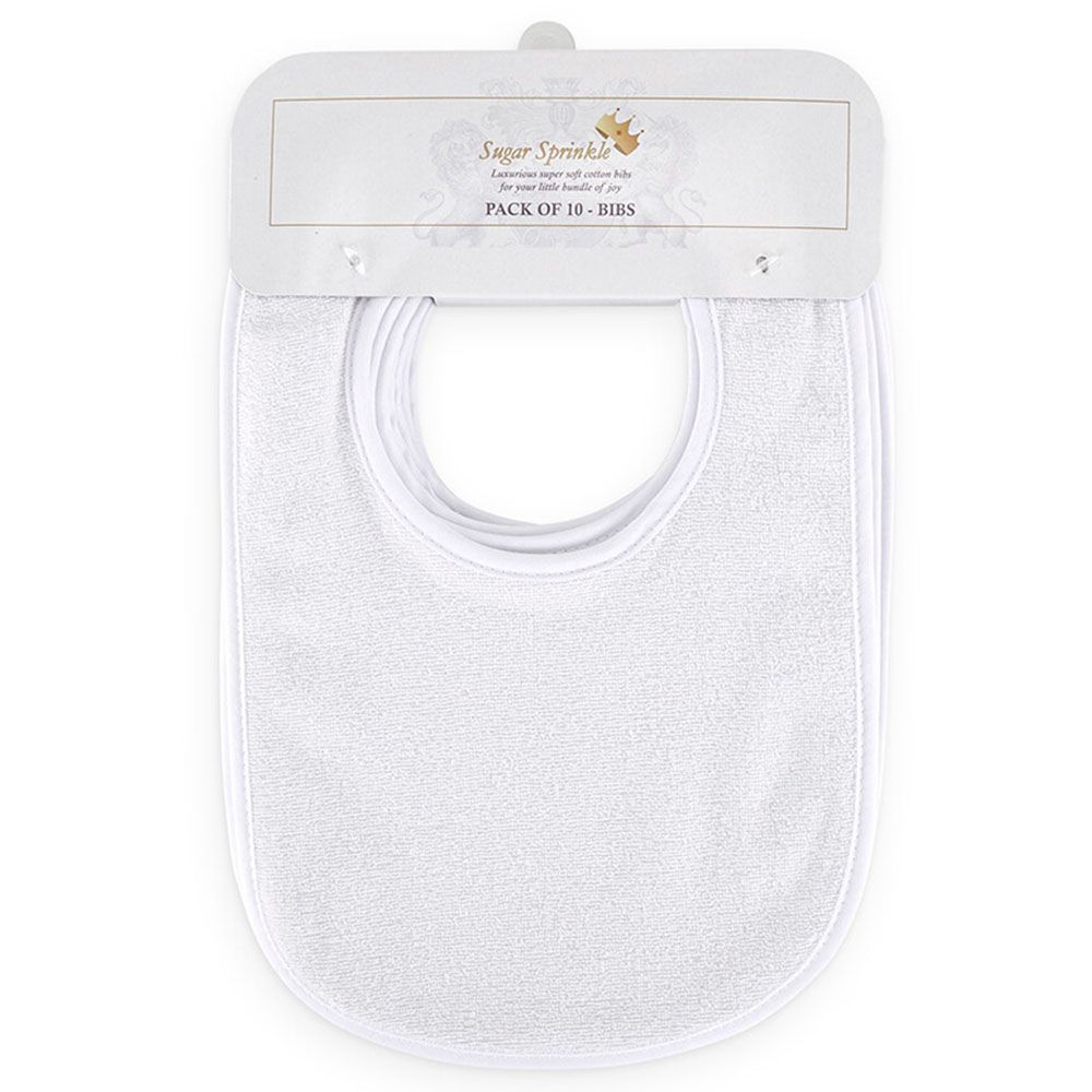 Sugar Sprinkle - Luxe Cotton Bibs - Pack Of 10 - White