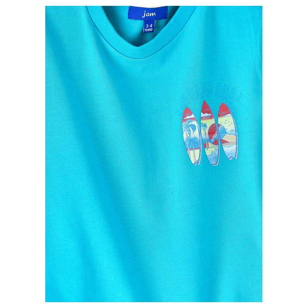 Jam - Boy's Spring And Summer Cotton Short-Sleeve Tees - Aqua Blue