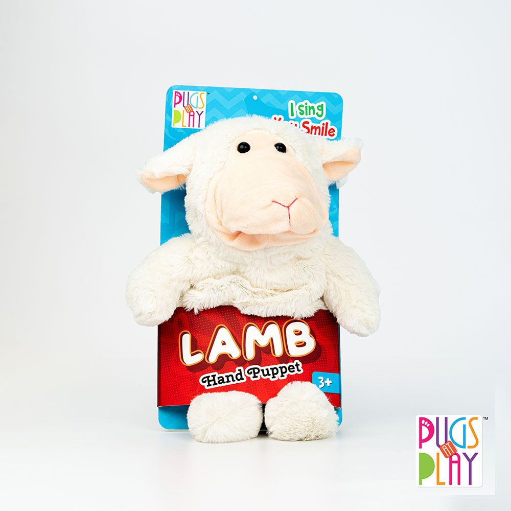 Pugs At Play - Battery Operated Puppet Lamb - White - 12-Inch