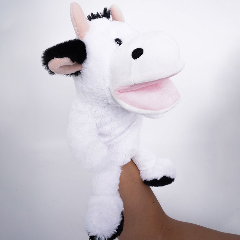 Pugs At Play - Battery Operated Puppet Cow - Black/White - 14-Inch