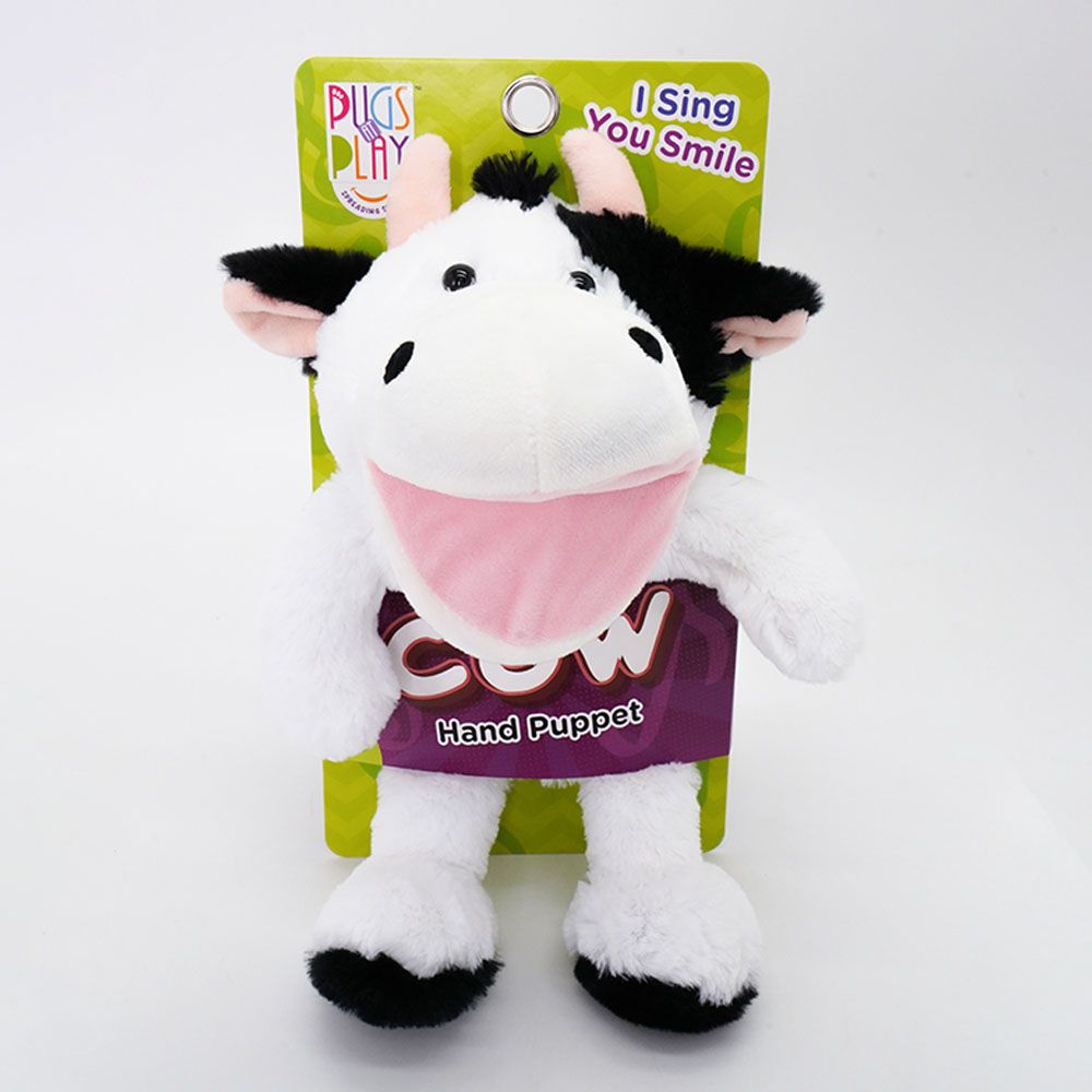 Pugs At Play - Battery Operated Puppet Cow - Black/White - 14-Inch