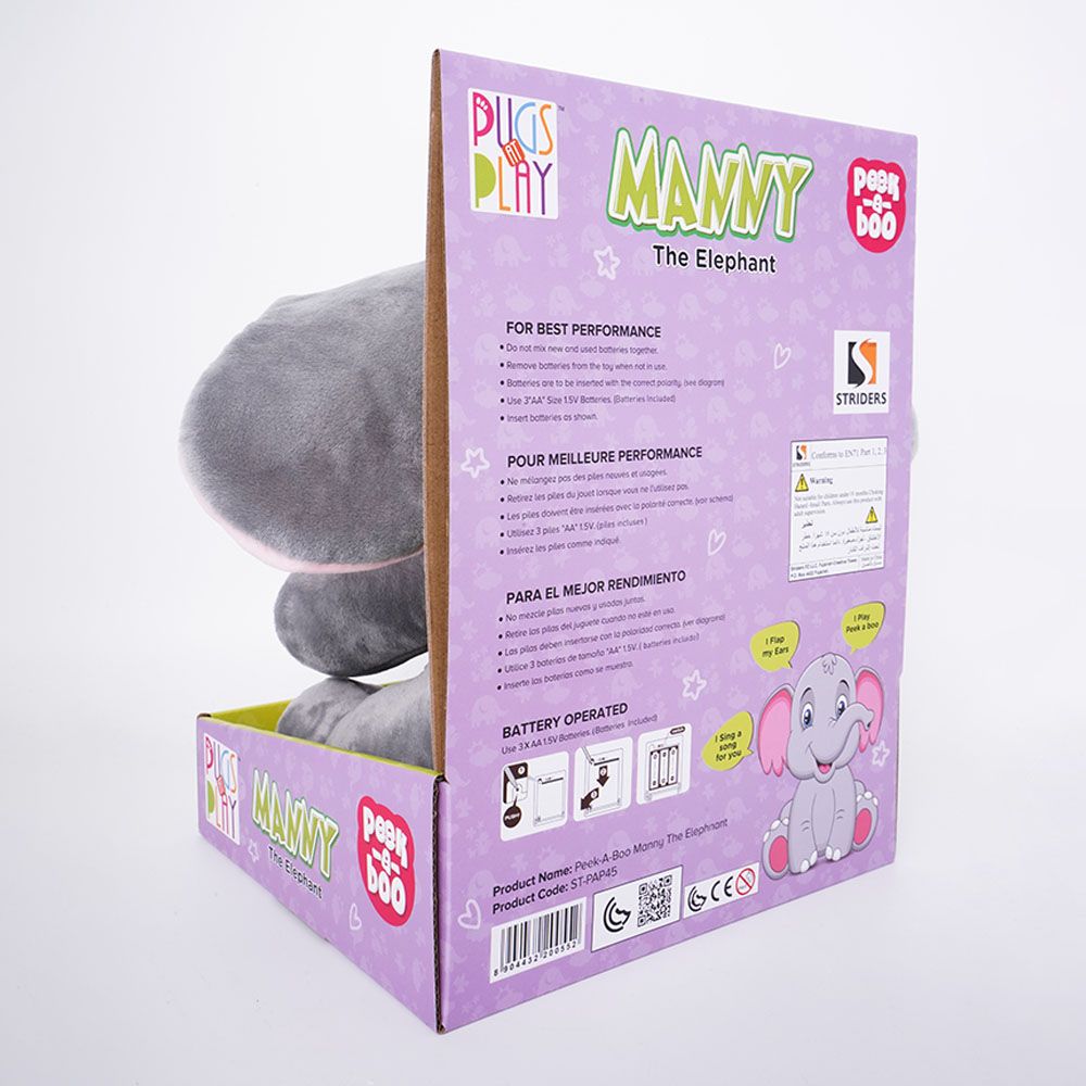 Pugs At Play - Battery Operated Peek A Boo Pet Manny - 10-Inch