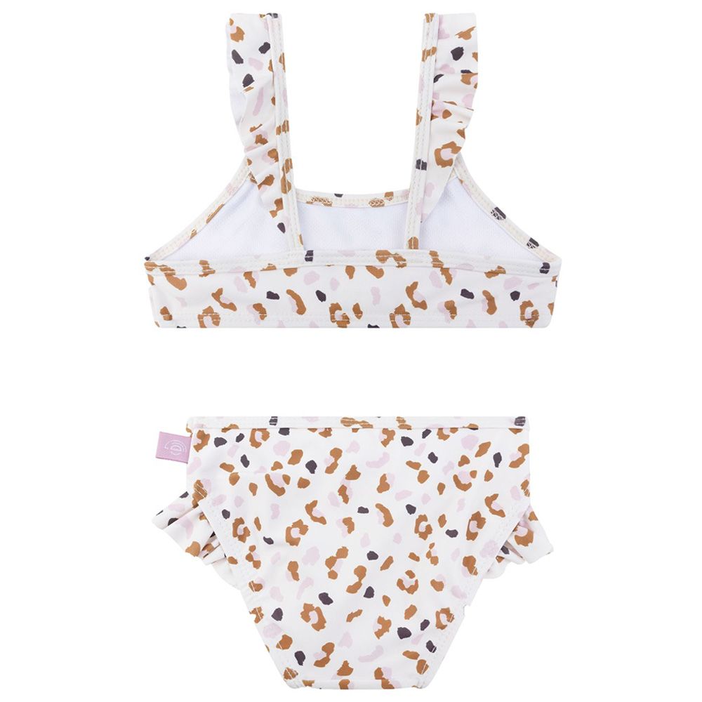 Swim Essentials - 2Pc-Set - Kaki Leopard All Over Girls Bikini - Off-White