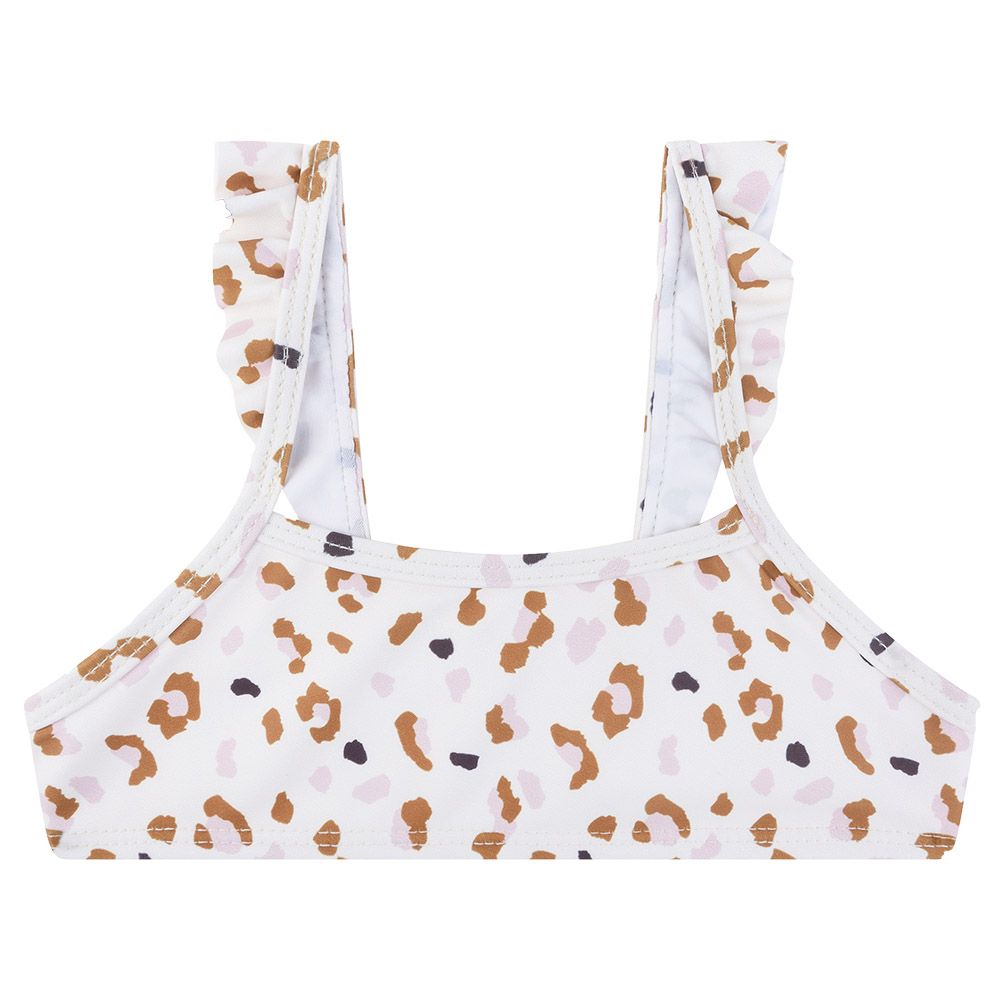 Swim Essentials - 2Pc-Set - Kaki Leopard All Over Girls Bikini - Off-White