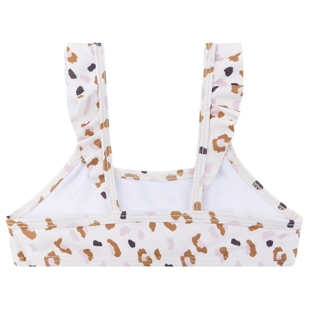 Swim Essentials - 2Pc-Set - Kaki Leopard All Over Girls Bikini - Off-White