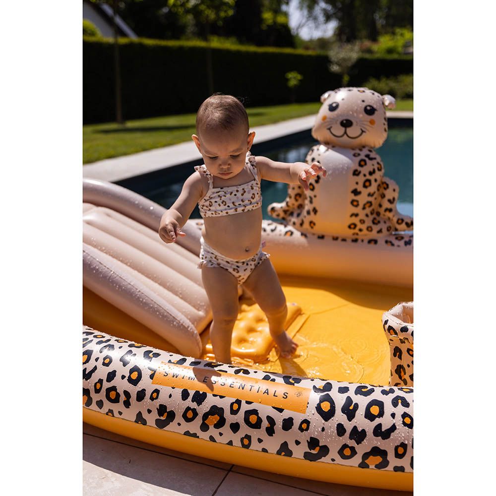 Swim Essentials - 2Pc-Set - Kaki Leopard All Over Girls Bikini - Off-White