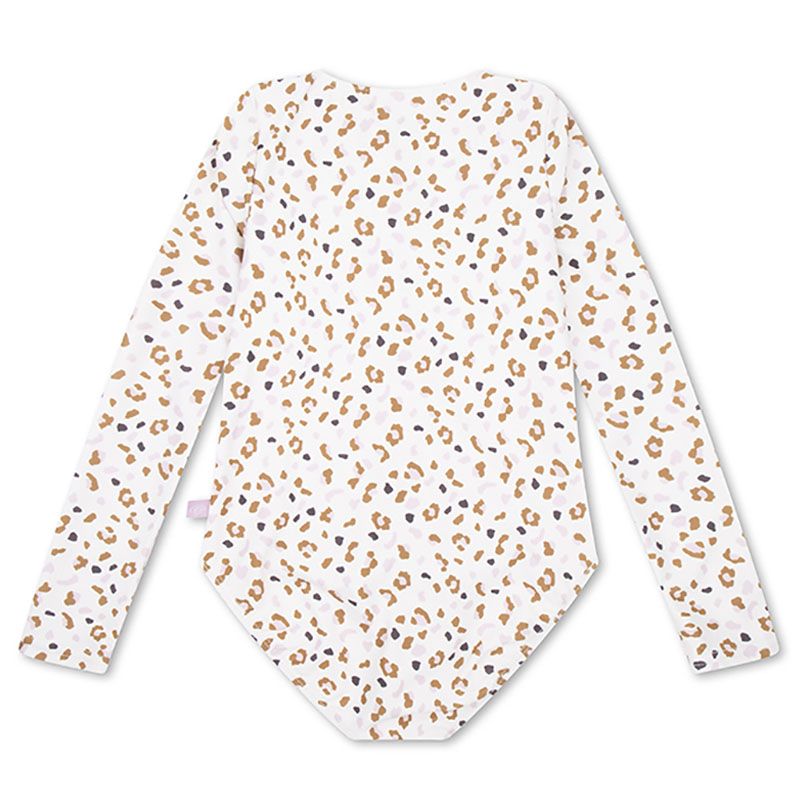 Swim Essentials - Kaki Leopard All Over Girls Swimsuit - Off-White