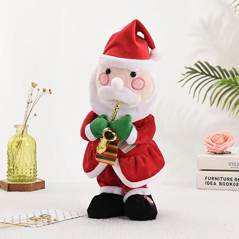 Brain Giggles - Musical Santa Decoration Doll w/ Saxophone - Red/White