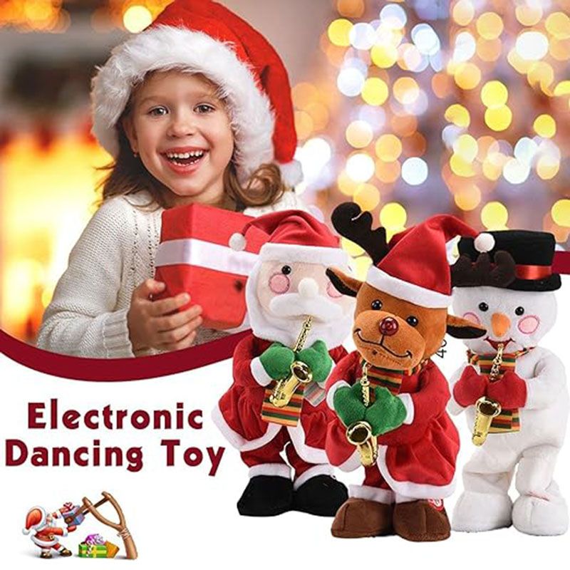 Brain Giggles - Musical Santa Decoration Doll w/ Saxophone - Red/White