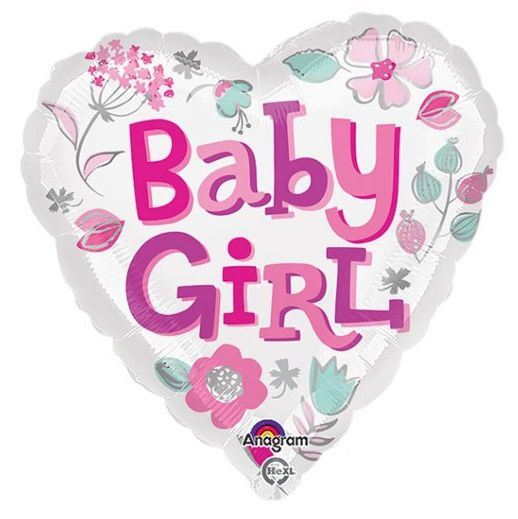 Baby Girl Heart Foil Balloon