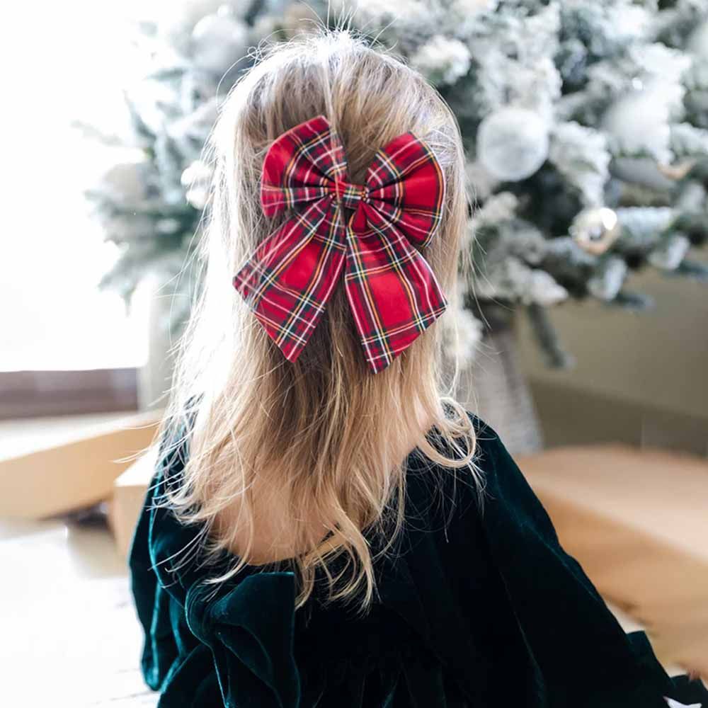 Maxims - Tartan Plaid Cotton Hair Clip - Red