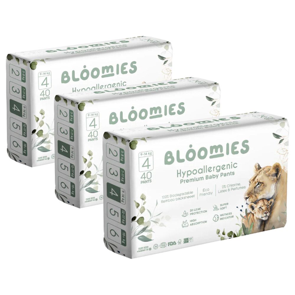 Bloomies - Bamboo Baby Pullup Pants - 9-14 kg - Size 4 - Pack of 3 - 120pcs