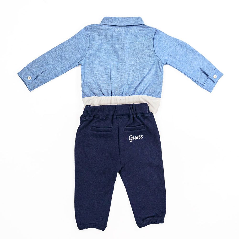 Guess - 2pc-Set - Boy's Shirt Bodysuit & Pants - Blue